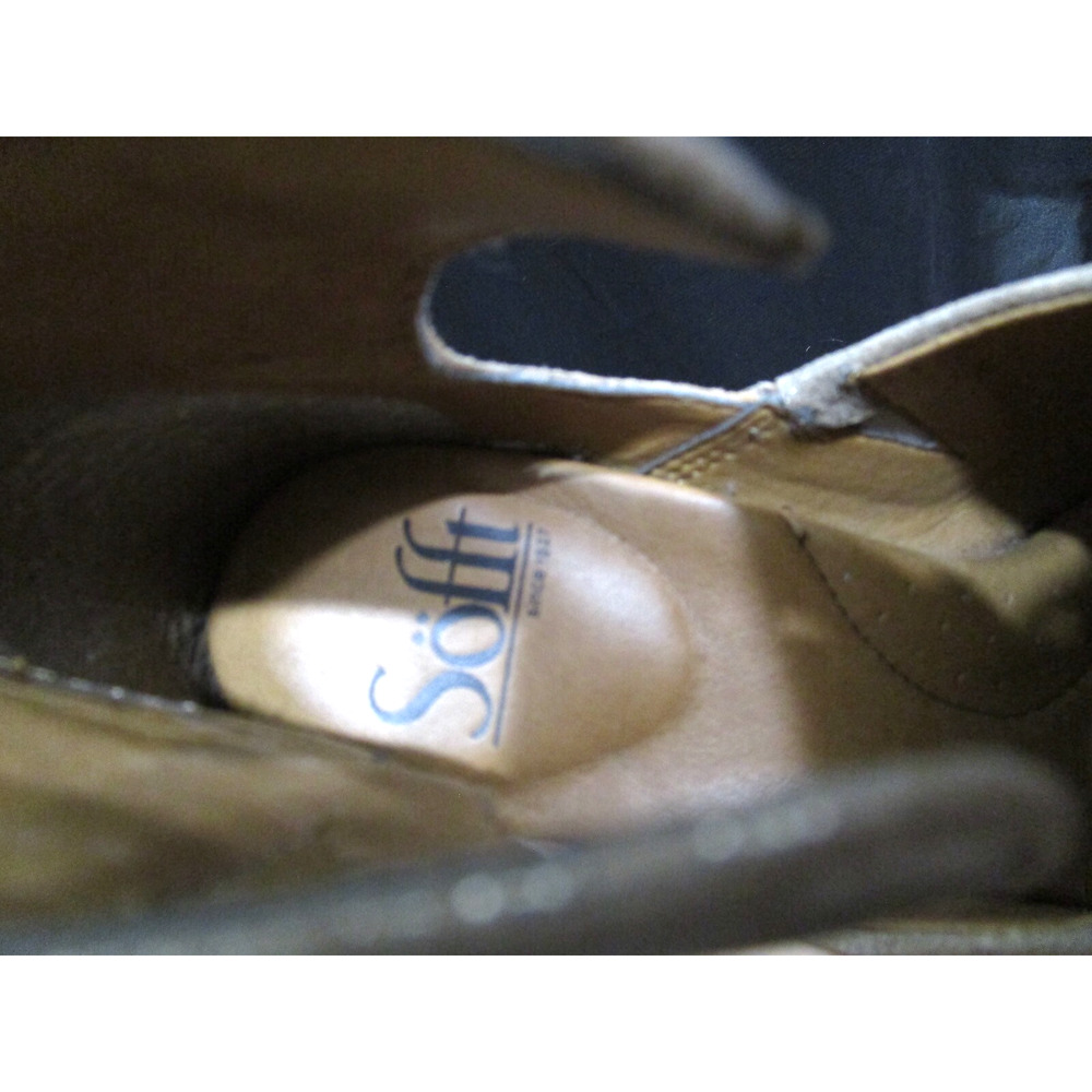 Sofft Gold & Brown Leather Open Side Anke Strap High Heel Booties Women 7 M - Picture 9 of 10